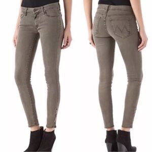 Mother High Waisted Looker Pop! Sherwood Forest vintage green grey wash jeans 25